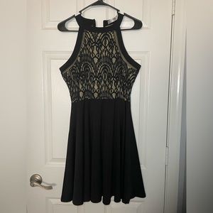 Black Lace Skater Dress